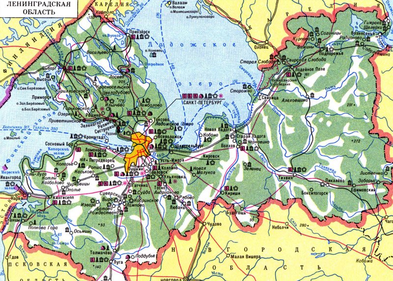 карта водоемов Ленобласти