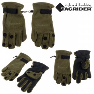 Перчатки TR 095-6 неопреновые с флисом 3 откидных пальца хаки