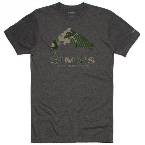 Футболка Simms Trout Hex Flo Camo T-Shirt Charcoal Heather