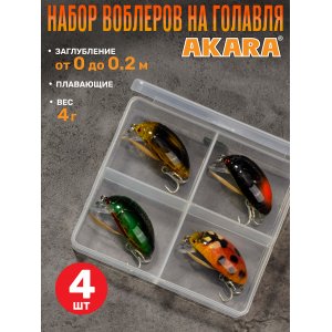 Набор воблеров в коробке Akara Bug 38F 4 гр. (4 шт.)
