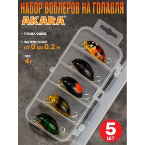 Набор воблеров в коробке Akara Bug 38F 4 гр. (5 шт.)