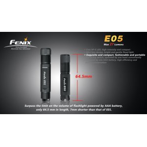 Фонарь Fenix Flashlights E05 R2 (27лм) Black