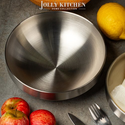 Миска Jolly Kitchen нержавеющая сталь двойные стенки матовая диам. 21 см