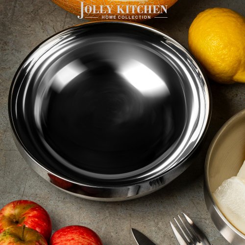 Миска Jolly Kitchen нержавеющая сталь двойные стенки глянцевая диам. 21 см