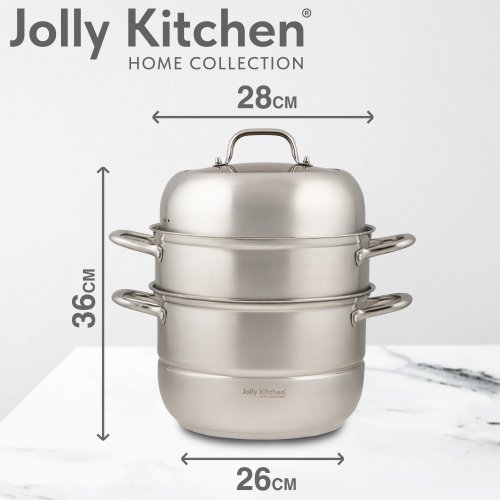 Мантоварка - пароварка Jolly Kitchen три яруса диаметр 28 см нержавеющая сталь