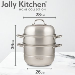 Мантоварка - пароварка Jolly Kitchen три яруса диаметр 28 см нержавеющая сталь