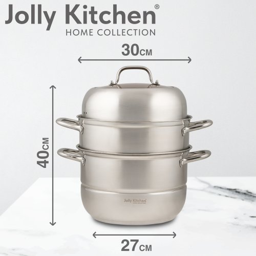 Мантоварка - пароварка Jolly Kitchen три яруса диаметр 30 см нержавеющая сталь
