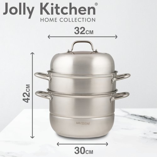 Мантоварка - пароварка Jolly Kitchen три яруса диаметр 32 см нержавеющая сталь