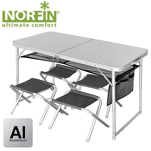 Стол складной Norfin Runn NF Alu 120x60 +4 стула набор