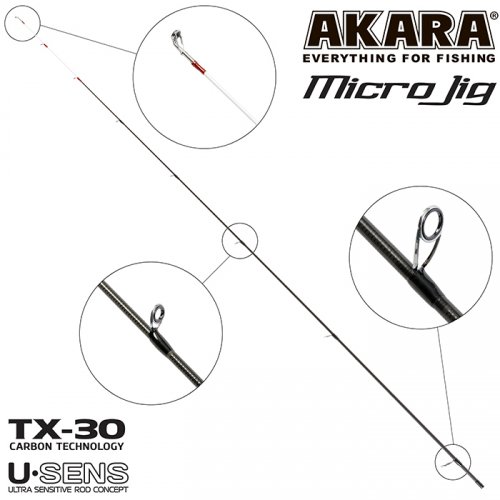 Хлыст угольный для спиннинга Akara SL1003 Micro Jig 702UL-T TX-30 (0,6-8) 2,1 м