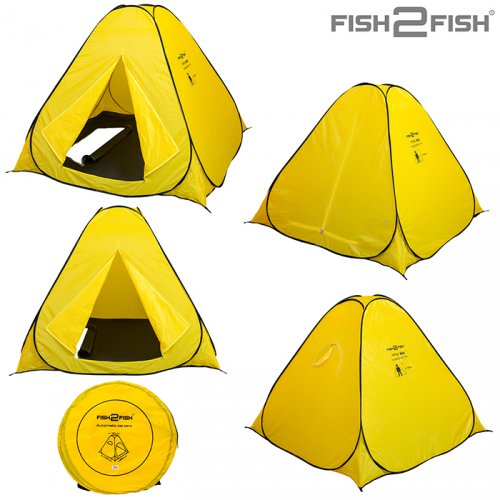 Палатка зимняя Fish 2 Fish автомат 2,0х2,0х1,5 м дно на молнии желтая
